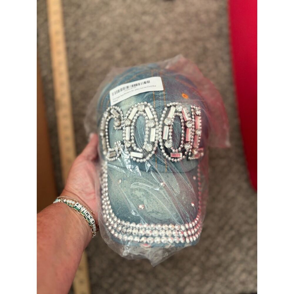 Denim and White rhinestone baseball cap "Cool"